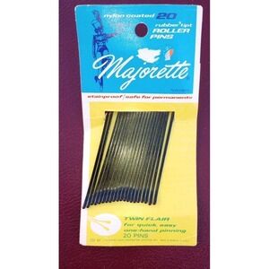 Vintage mid century deadstock nylon coated rubber Majorette Bobby pins.